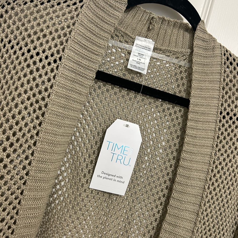 Time and Tru Beige Open Knit Cardigan - Picture 2 of 4